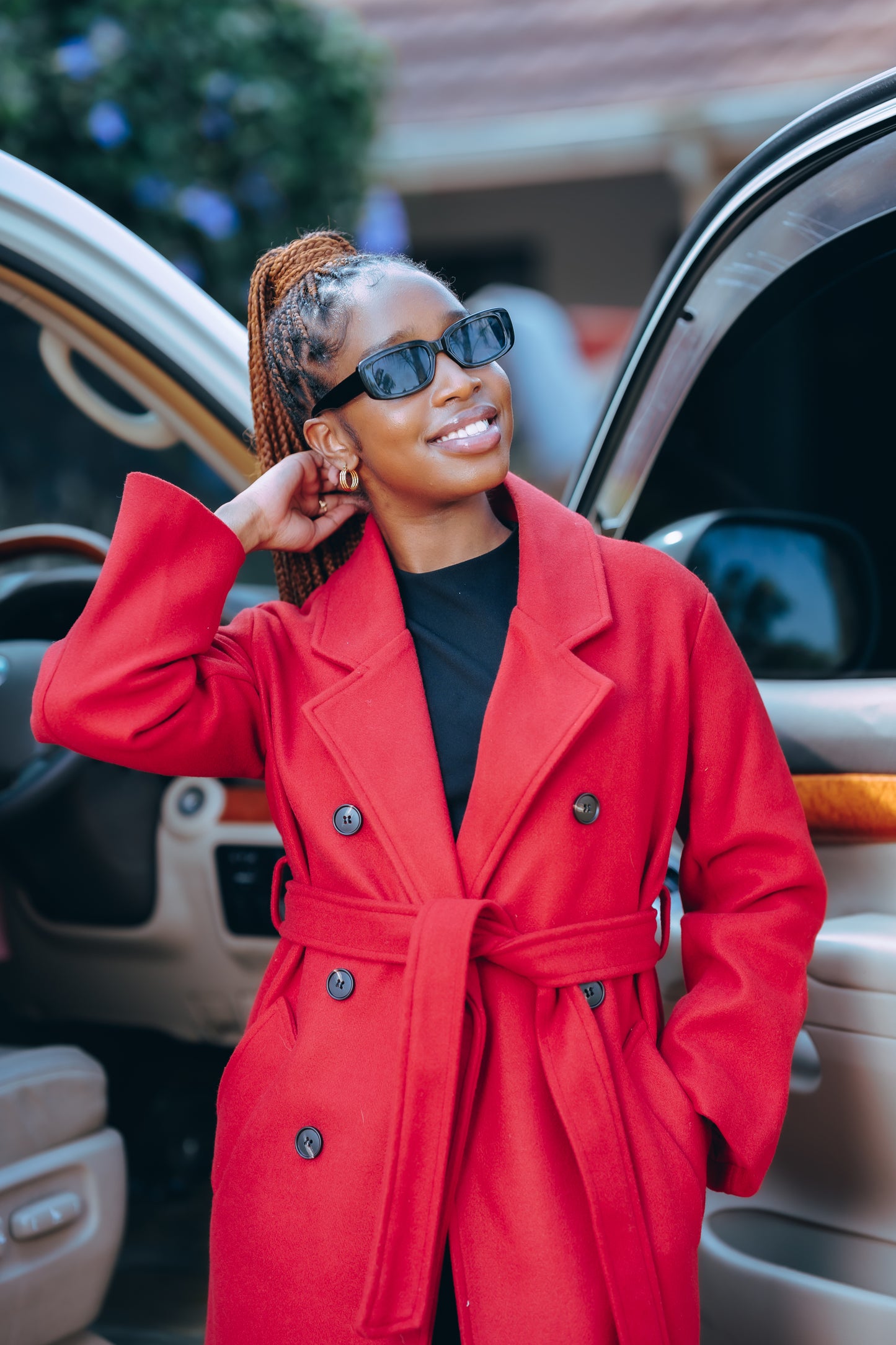 Red Hepburn Style Coat