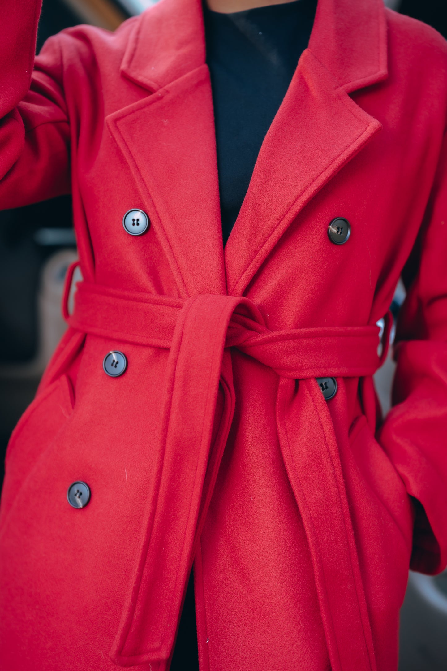 Red Hepburn Style Coat