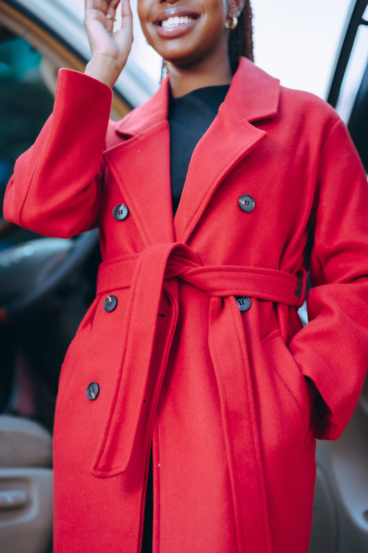 Red Hepburn Style Coat